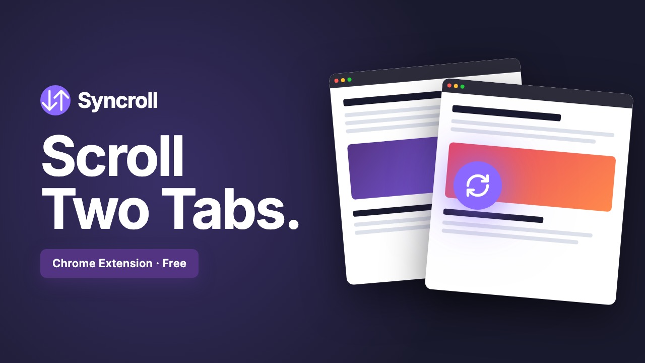 Syncroll demo: scroll two tabs together in Chrome's Split View
